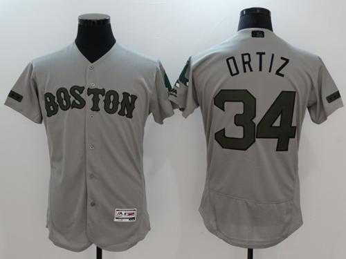 Boston Red Sox #34 David Ortiz Grey Flexbase Authentic Collection Memorial Day Stitched MLB Jersey