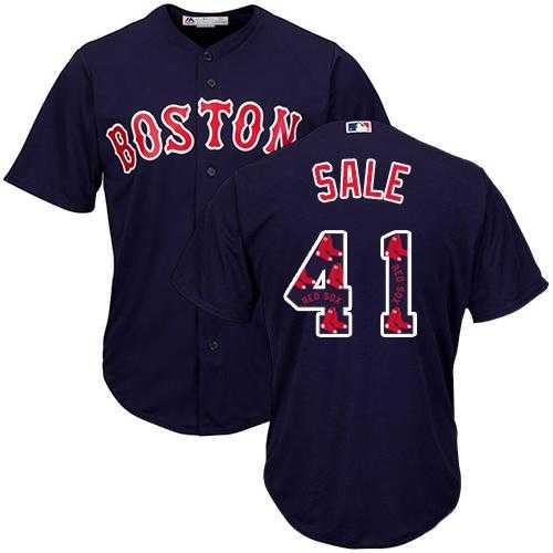Boston Red Sox #41 Chris Sale Navy Blue Team Logo Fashion Stitched MLB Jersey