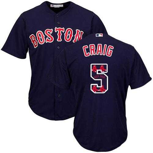 Boston Red Sox #5 Allen Craig Navy Blue Team Logo Fashion Stitched MLB Jersey