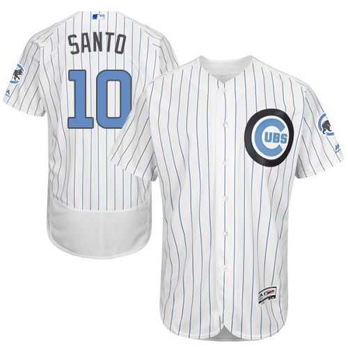 Chicago Cubs #10 Ron Santo White(Blue Strip) Flexbase Authentic Collection Father's Day Stitched MLB Jersey