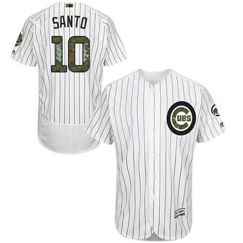 Chicago Cubs #10 Ron Santo White(Blue Strip) Flexbase Authentic Collection Memorial Day Stitched MLB Jersey