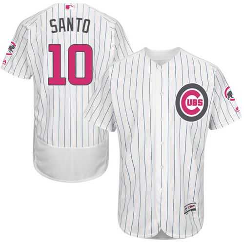 Chicago Cubs #10 Ron Santo White(Blue Strip) Flexbase Authentic Collection Mother's Day Stitched MLB Jersey