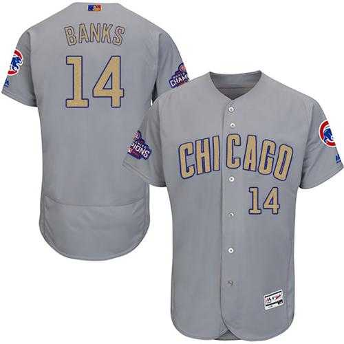 Chicago Cubs #14 Ernie Banks Grey Flexbase Authentic 2017 Gold Program Stitched MLB Jersey