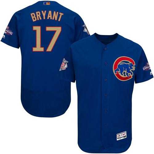 Chicago Cubs #17 Kris Bryant Blue Flexbase Authentic 2017 Gold Program Stitched MLB Jersey