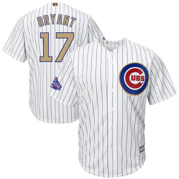 Chicago Cubs #17 Kris Bryant White 2017 Gold Program Cool Base Stitched MLB Jersey