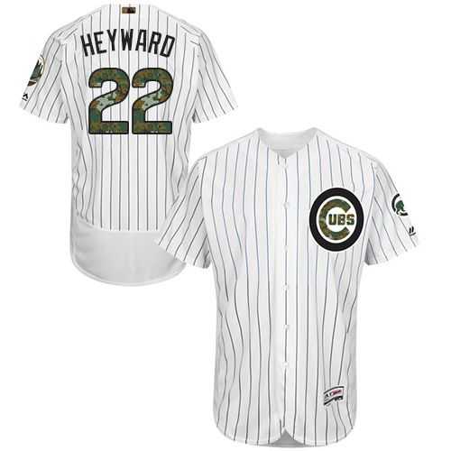 Chicago Cubs #22 Jason Heyward White(Blue Strip) Flexbase Authentic Collection Memorial Day Stitched MLB Jersey