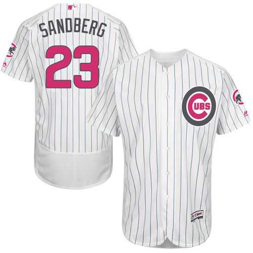Chicago Cubs #23 Ryne Sandberg White(Blue Strip) Flexbase Authentic Collection Mother's Day Stitched MLB Jersey