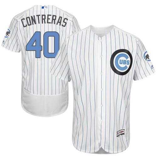 Chicago Cubs #40 Willson Contreras White(Blue Strip) Flexbase Authentic Collection Father's Day Stitched MLB Jersey