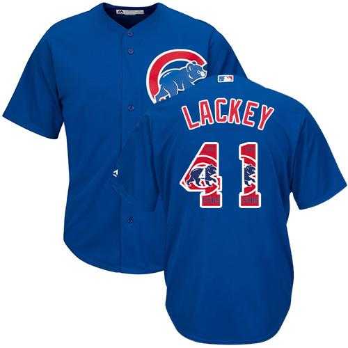 Chicago Cubs #41 John Lackey Blue Team Logo Fashion Stitched MLB Jersey