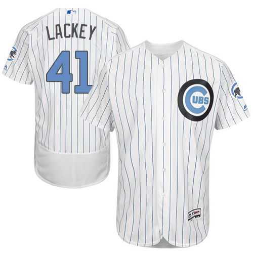Chicago Cubs #41 John Lackey White(Blue Strip) Flexbase Authentic Collection Father's Day Stitched MLB Jersey