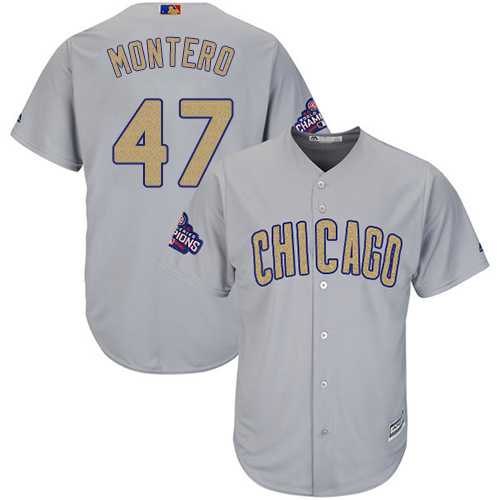 Chicago Cubs #47 Miguel Montero Grey 2017 Gold Program Cool Base Stitched MLB Jersey
