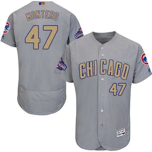 Chicago Cubs #47 Miguel Montero Grey Flexbase Authentic 2017 Gold Program Stitched MLB Jersey