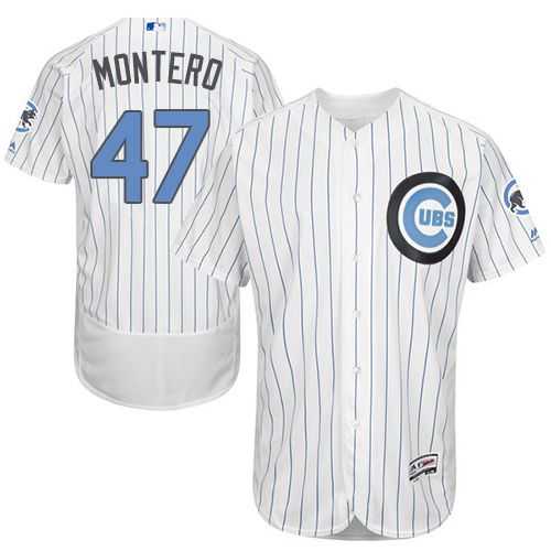 Chicago Cubs #47 Miguel Montero White(Blue Strip) Flexbase Authentic Collection Father's Day Stitched MLB Jersey