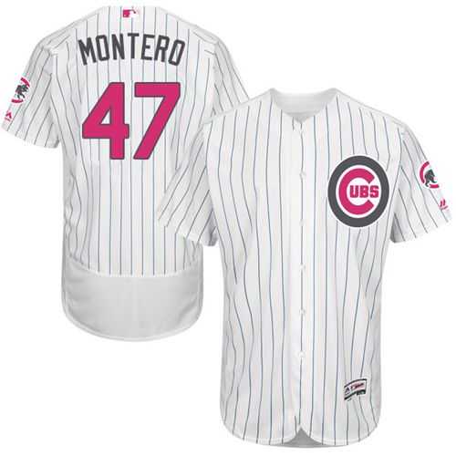 Chicago Cubs #47 Miguel Montero White(Blue Strip) Flexbase Authentic Collection Mother's Day Stitched MLB Jersey
