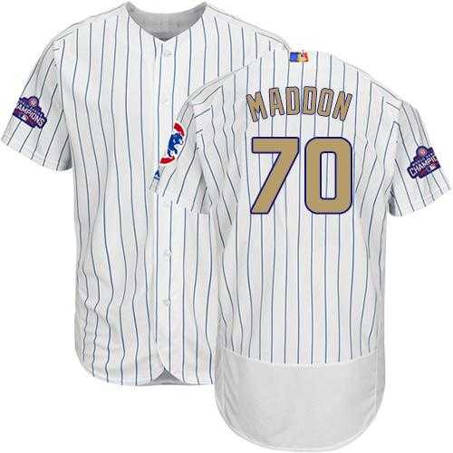 Chicago Cubs #70 Joe Maddon White(Blue Strip) Flexbase Authentic 2017 Gold Program Stitched MLB Jersey