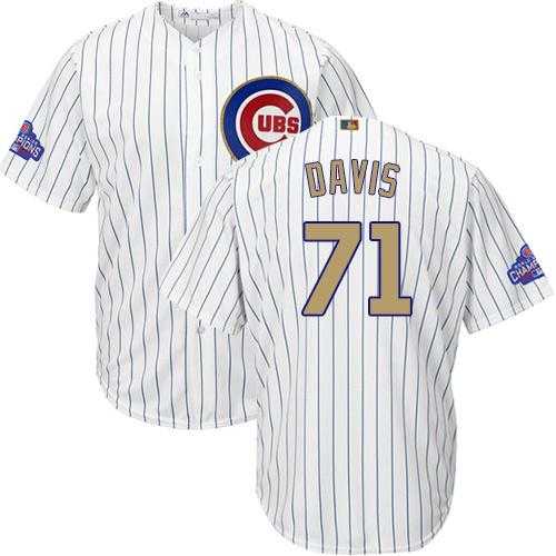 Chicago Cubs #71 Wade Davis White(Blue Strip) 2017 Gold Program Cool Base Stitched MLB Jersey