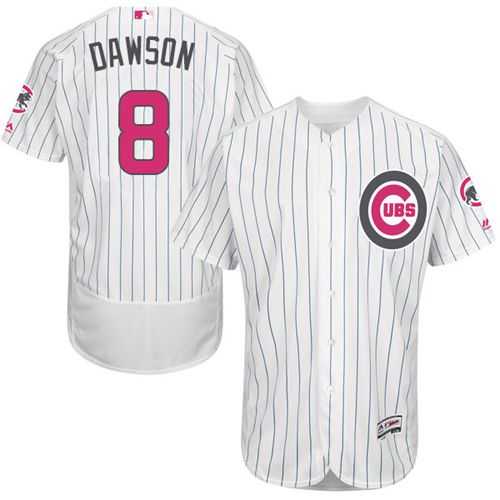 Chicago Cubs #8 Andre Dawson White(Blue Strip) Flexbase Authentic Collection Mother's Day Stitched MLB Jersey