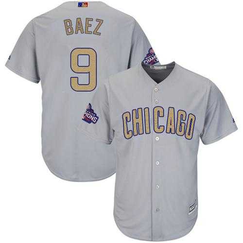 Chicago Cubs #9 Javier Baez Grey 2017 Gold Program Cool Base Stitched MLB Jersey