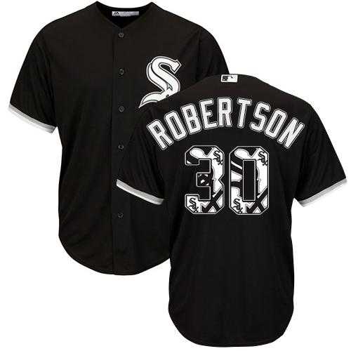 Chicago White Sox #30 David Robertson Black Team Logo Fashion Stitched MLB Jersey