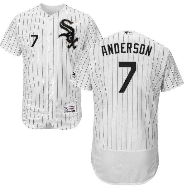 Chicago White Sox #7 Tim Anderson White(Black Strip) Flexbase Authentic Collection Stitched MLB Jersey