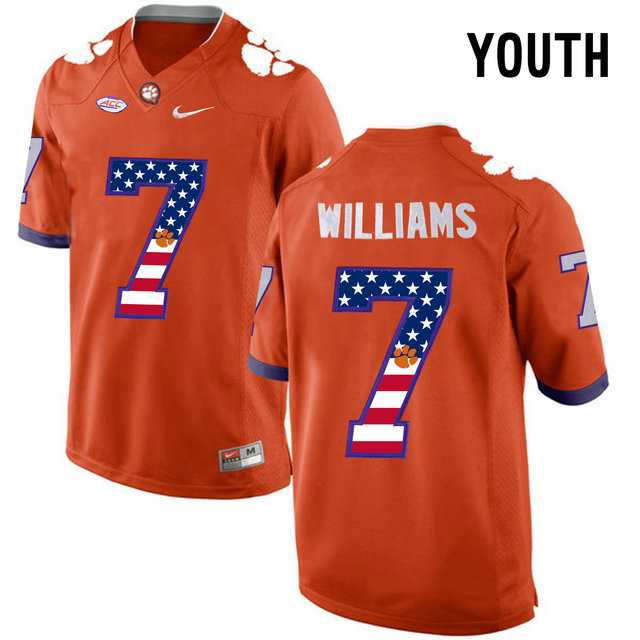 Clemson Tigers #7 Mike Williams Orange USA Flag Youth College Football Jersey