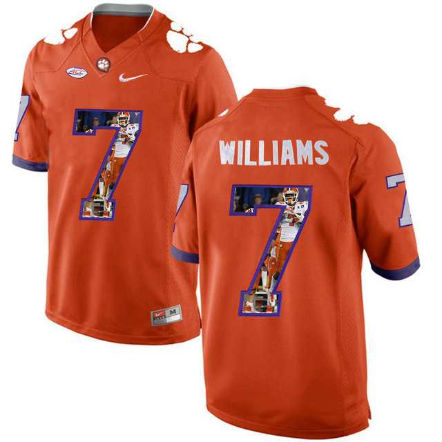Clemson Tigers #7 Mike Williams Orange With Portrait Print College Football Jersey2
