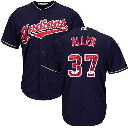 Cleveland Indians #37 Cody Allen Navy Blue Team Logo Fashion Stitched MLB Jersey