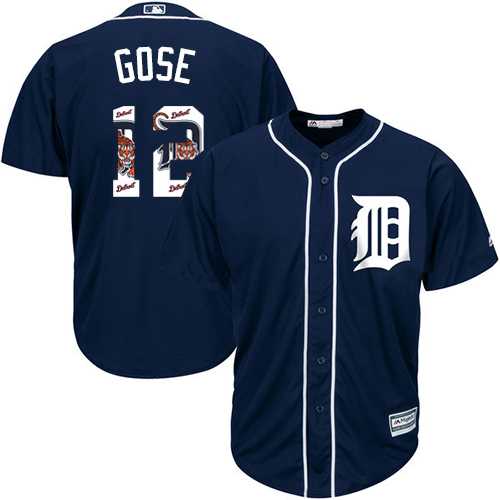 Detroit Tigers #12 Anthony Gose Navy Blue Team Logo Fashion Stitched MLB Jersey
