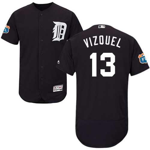 Detroit Tigers #13 Omar Vizquel Navy Blue Flexbase Authentic Collection Stitched MLB Jersey