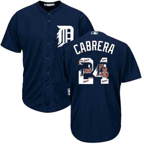 Detroit Tigers #24 Miguel Cabrera Navy Blue Team Logo Fashion Stitched MLB Jersey