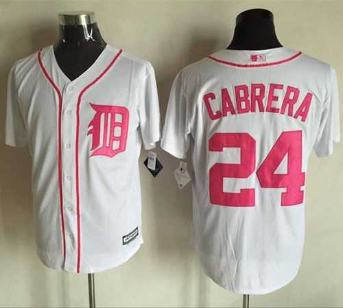 Detroit Tigers #24 Miguel Cabrera White New Cool Base Mother's Day Stitched MLB Jersey