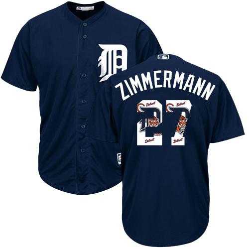 Detroit Tigers #27 Jordan Zimmermann Navy Blue Team Logo Fashion Stitched MLB Jersey