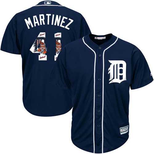 Detroit Tigers #41 Victor Martinez Navy Blue Team Logo Fashion Stitched MLB Jersey