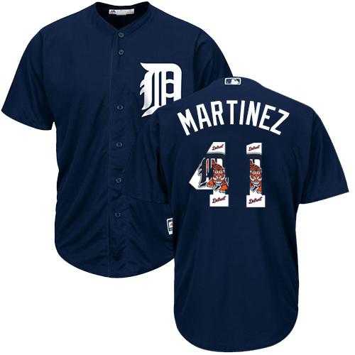 Detroit Tigers #41 Victor Martinez Navy Blue Team Logo Fashion Stitched MLB Jersey