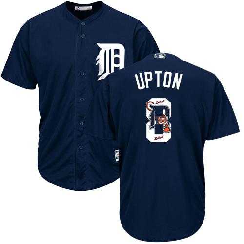 Detroit Tigers #8 Justin Upton Navy Blue Team Logo Fashion Stitched MLB Jersey