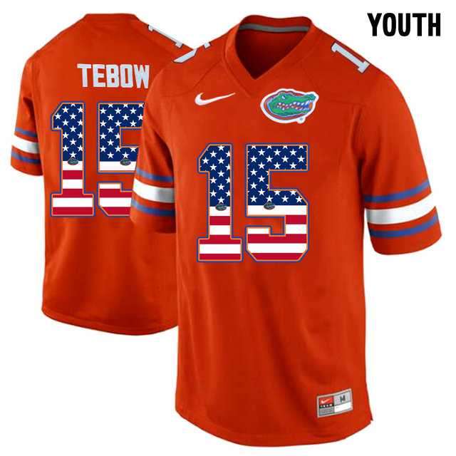 Florida Gators #15 Tim Tebow Red USA Flag Youth College Football Jersey