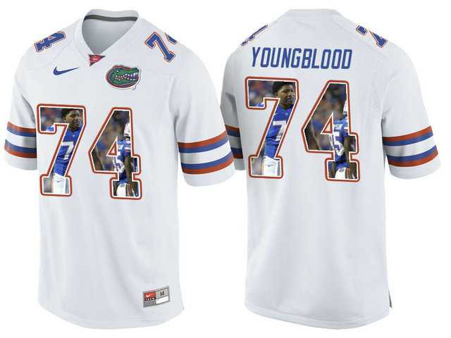 Florida Gators #74 Jack Youngblood White With Portrait Print College Football Jersey