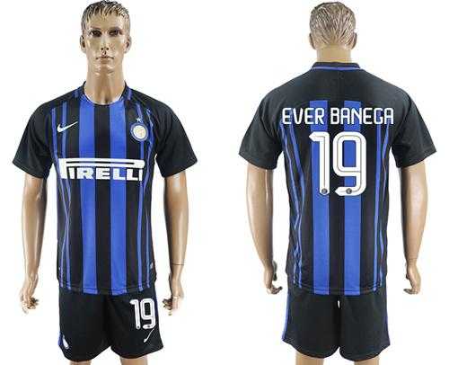 Inter Milan #19 Ever Banega Home Soccer Club Jersey