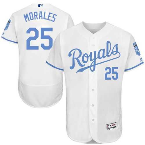 Kansas City Royals #25 Kendrys Morales White Flexbase Authentic Collection Father's Day Stitched MLB Jersey