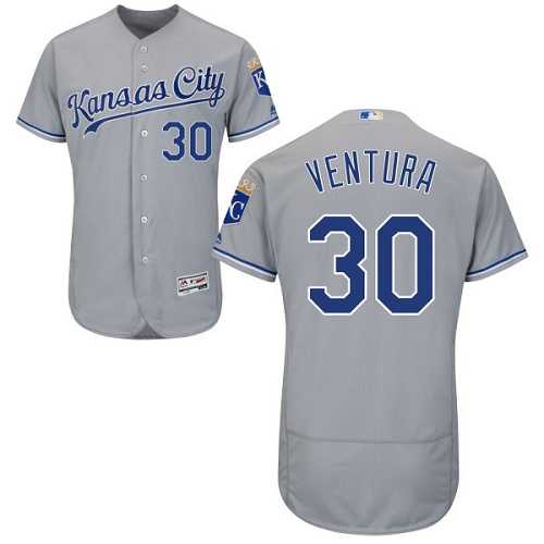Kansas City Royals #30 Yordano Ventura Grey Flexbase Authentic Collection Stitched MLB Jersey