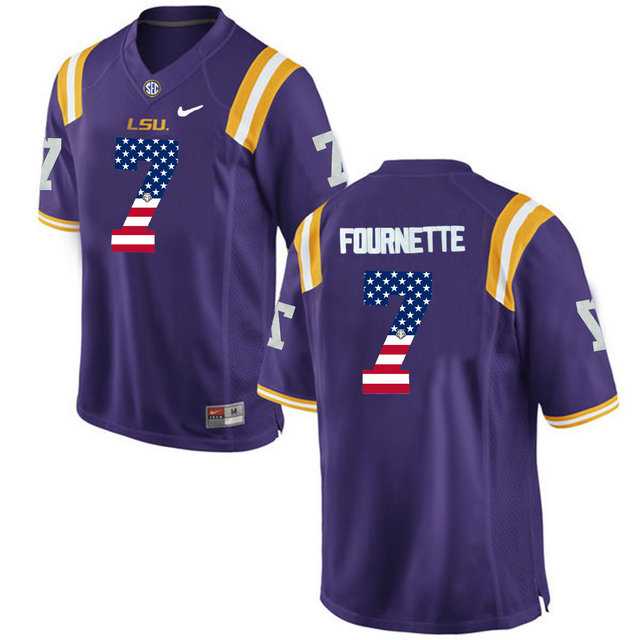 LSU Tigers #7 Leonard Fournette Purple USA Flag College Football Limited Jersey