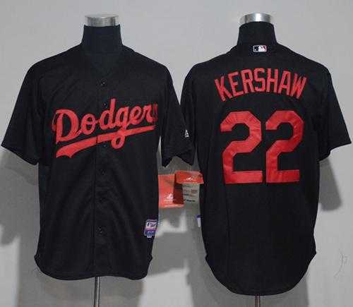 Los Angeles Dodgers #22 Clayton Kershaw Black Strip Stitched Baseball Jersey