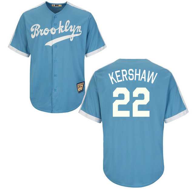 Los Angeles Dodgers #22 Clayton Kershaw Light Blue Cooperstown Throwback Stitched Baseball Jersey