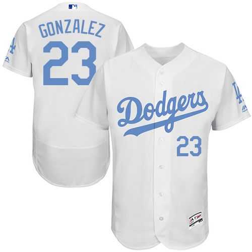 Los Angeles Dodgers #23 Adrian Gonzalez White Flexbase Authentic Collection Father's Day Stitched MLB Jersey