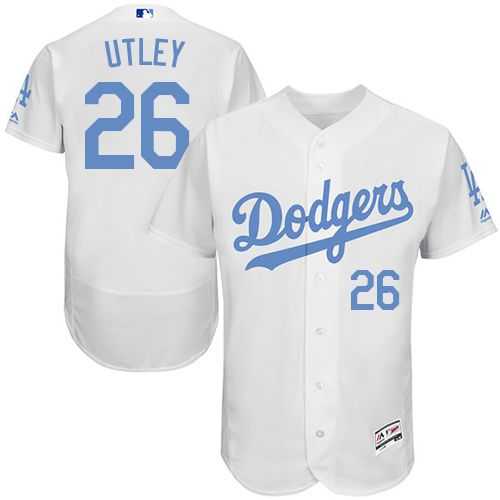 Los Angeles Dodgers #26 Chase Utley White Flexbase Authentic Collection Father's Day Stitched MLB Jersey