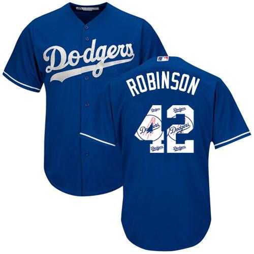 Los Angeles Dodgers #42 Jackie Robinson Blue Team Logo Fashion Stitched MLB Jersey
