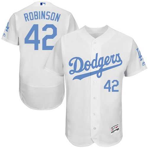 Los Angeles Dodgers #42 Jackie Robinson White Flexbase Authentic Collection Father's Day Stitched MLB Jersey