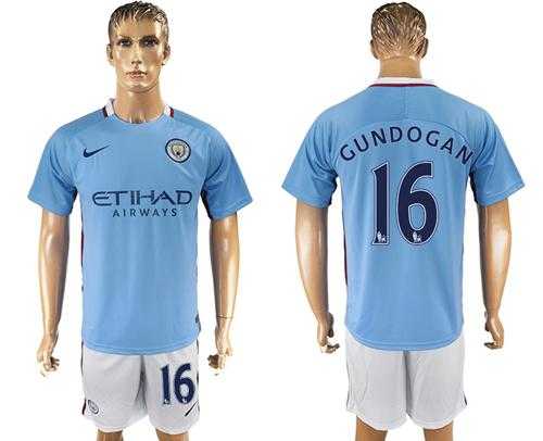 Manchester City #16 Gundogan Home Soccer Club Jersey