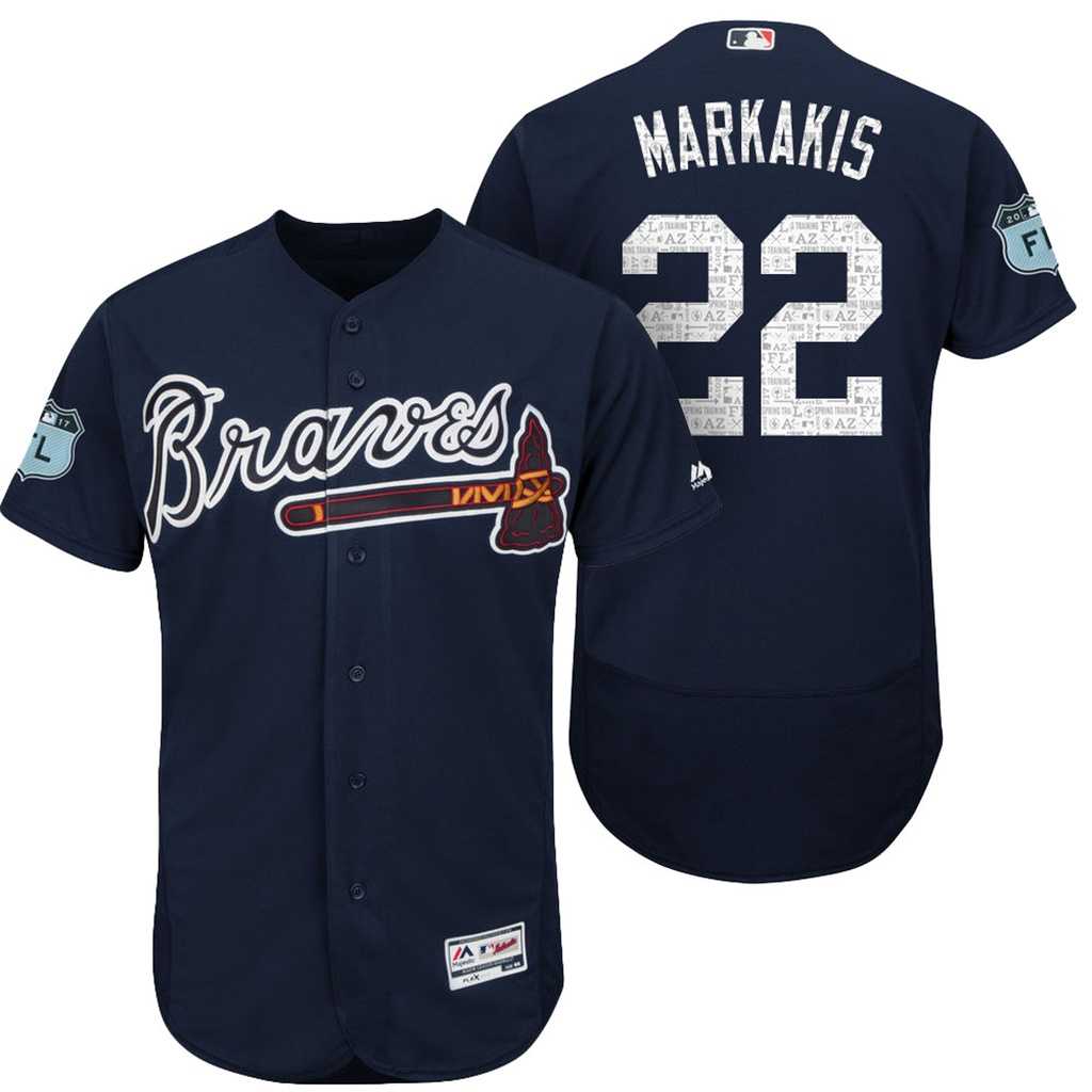 Men's Atlanta Braves #22 Nick Markakis 2017 Spring Training Flex Base Authentic Collection Stitched Baseball Jersey