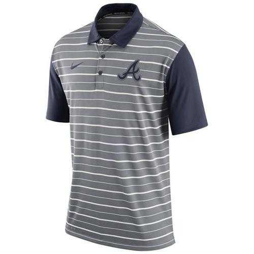 Men's Atlanta Braves Nike Gray Dri-FIT Stripe Polo